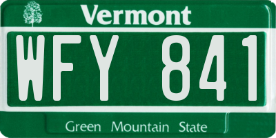 VT license plate WFY841