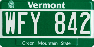 VT license plate WFY842