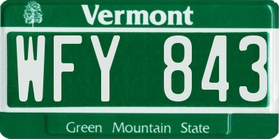 VT license plate WFY843
