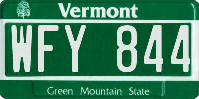 VT license plate WFY844