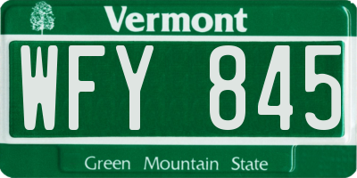 VT license plate WFY845