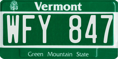 VT license plate WFY847