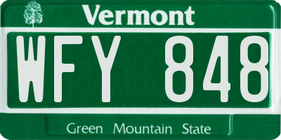 VT license plate WFY848