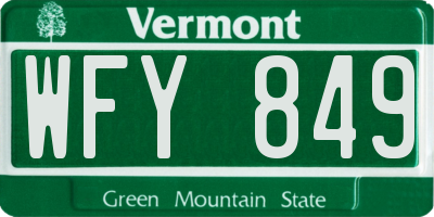 VT license plate WFY849