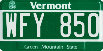 VT license plate WFY850