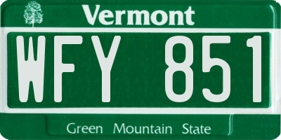 VT license plate WFY851