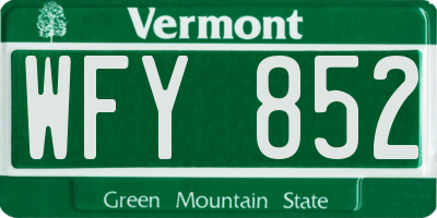 VT license plate WFY852