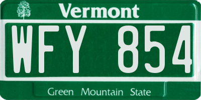 VT license plate WFY854