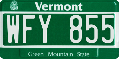 VT license plate WFY855