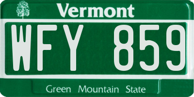 VT license plate WFY859