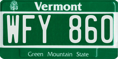 VT license plate WFY860