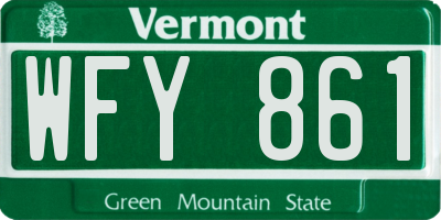 VT license plate WFY861