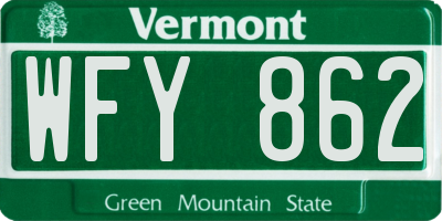 VT license plate WFY862