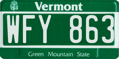 VT license plate WFY863