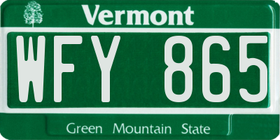 VT license plate WFY865