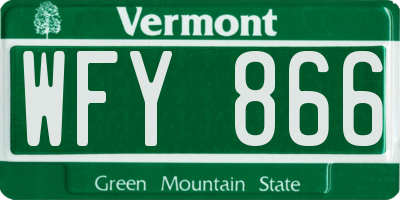 VT license plate WFY866