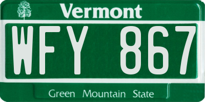 VT license plate WFY867