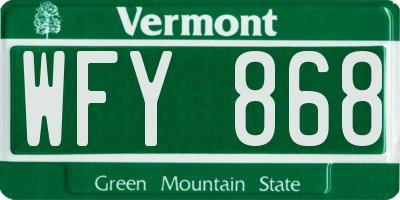 VT license plate WFY868