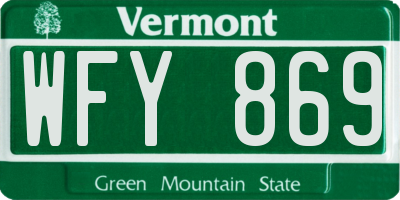 VT license plate WFY869