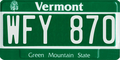 VT license plate WFY870