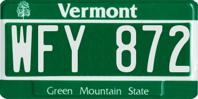 VT license plate WFY872