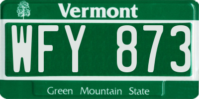 VT license plate WFY873