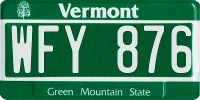 VT license plate WFY876