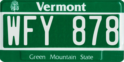 VT license plate WFY878