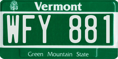 VT license plate WFY881