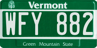 VT license plate WFY882