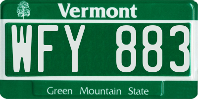 VT license plate WFY883
