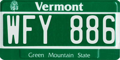 VT license plate WFY886