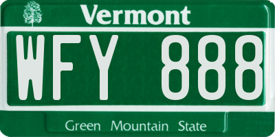 VT license plate WFY888