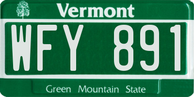 VT license plate WFY891