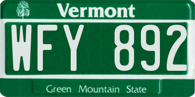 VT license plate WFY892