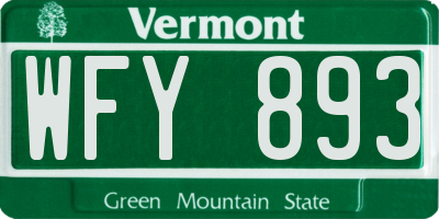 VT license plate WFY893