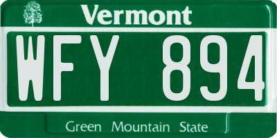 VT license plate WFY894