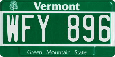 VT license plate WFY896
