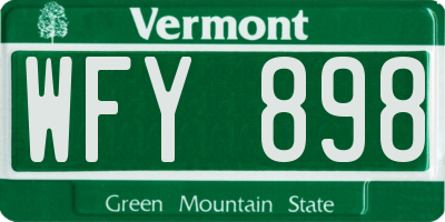 VT license plate WFY898