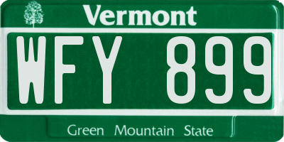 VT license plate WFY899