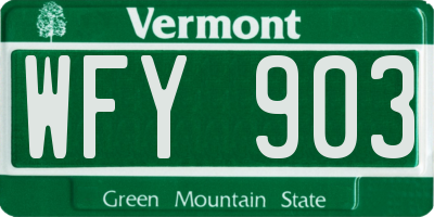 VT license plate WFY903