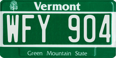 VT license plate WFY904