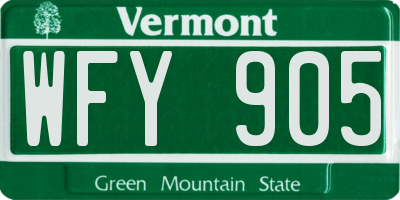 VT license plate WFY905