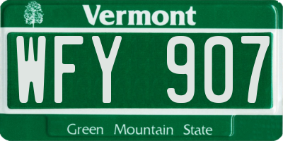 VT license plate WFY907