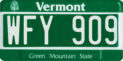VT license plate WFY909