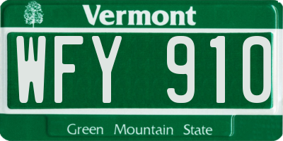 VT license plate WFY910
