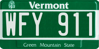 VT license plate WFY911