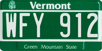 VT license plate WFY912