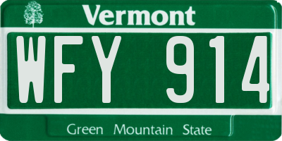 VT license plate WFY914