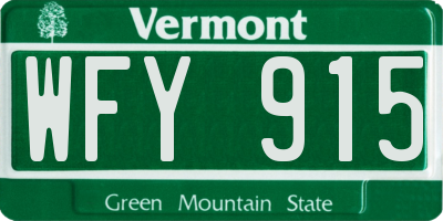 VT license plate WFY915